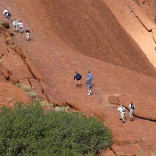 The assault on "The Rock" begins.  Pete and Johnno down the back.