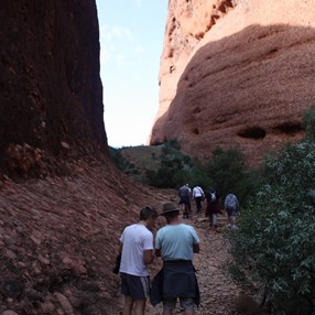 Heading up the narrrow gorge to Karingana
