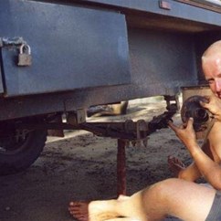 David maintaining trailer