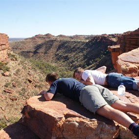 Peering over the canyon rim at Cotterills lookout