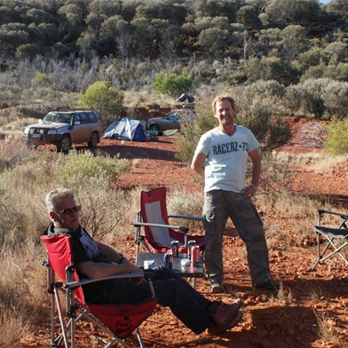 Enjoying a refreshing beverage at the end of the day - Johnno and Hugh