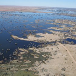 A flooded Birdsville Track from the Air