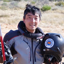 Hideya proudly displaying his EO Sticker