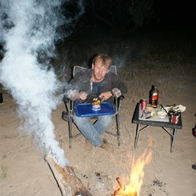 Johnno enjoying dinner