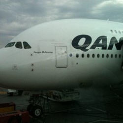 QF11 at the terminal in Las Angeles