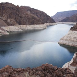 View of Colorado River at upper Hoover Dam