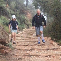 David & Chardae running Bright Angel trail