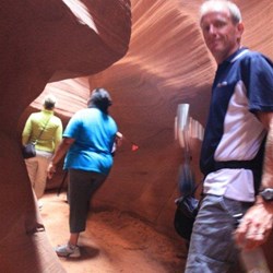 Walking through the Slot Canyon