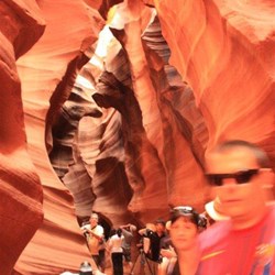 Walking through the Slot Canyon