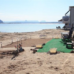 RV setup at the beach