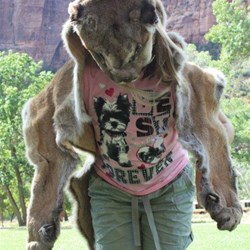 Leah wearing mountain lion (cougar) fur