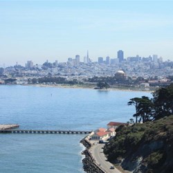 Views of San Francisco city from Golden Gate bridge