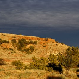 Sun playing on the bluffs of Moonda Lake