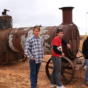 The lads checking out the machinery