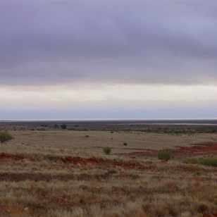 Water in the Bulloo Overflow shimmering on the horizon.