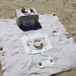 Beggars blanket at Santa Monica Pier