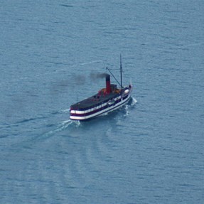 The SS Earnslaw heading south down the lake