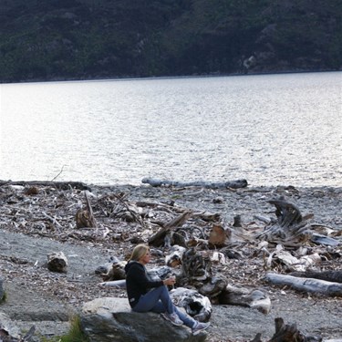 Vik being contemplative on the shores of Lake Wanaka