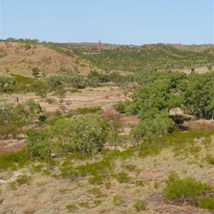 Overlooking town site, & Mt Elliot chimney