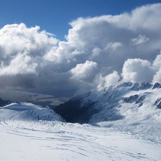The ice falling into the main valley of Franz Joseph