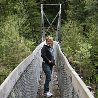 Vik on the bridge at the Rahu Reserve