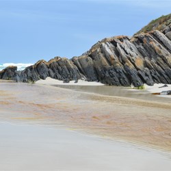 Where the Rocky River meets the sea in Maupertuis Bay 