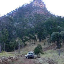 Camped under a mighty sandstone ridge