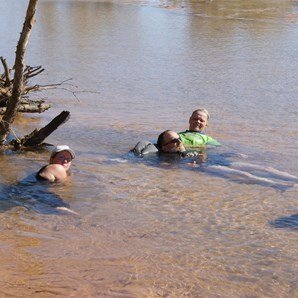 S, G and V playing crocs