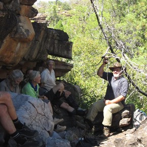 Morning tea break in what ever shade is available.