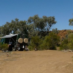 Camped on the high river bank
