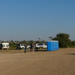 Banks of porta loos were positioned right along the road