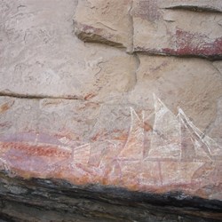 Sailing boat painted on Nanguluwur Rock