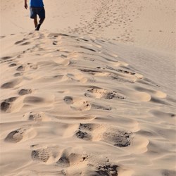 walking on the sand dune ridge