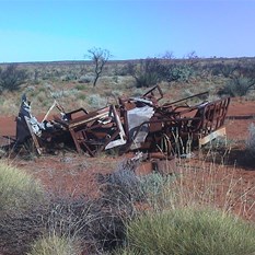 Hardly recognisable - the old ruin of a Land Rover