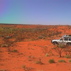 The scenic drive across hundreds of dunes into the Calvert Range