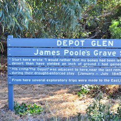 signage at Poole's grave