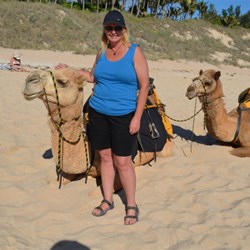 Cable beach Broome - Janet & Harley the stinky camel
