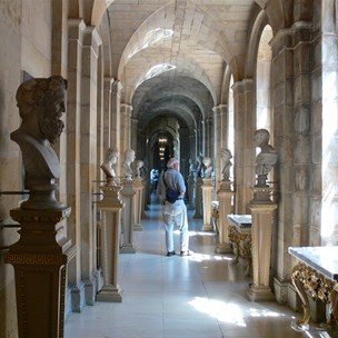 Works of art line the walls