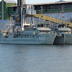 Navy Boats lined up at the Sugar Terminal 