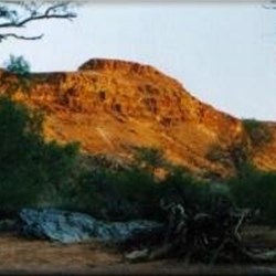 View of Mt Chambers at sunset from our campsite