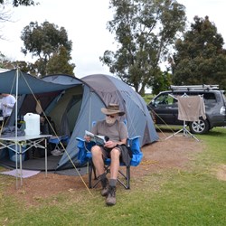 the fisherman resting between fishing trips!