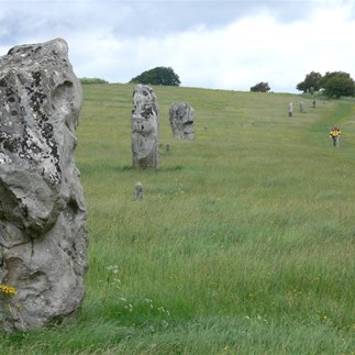 Big standing stones mark the processional way leading to Avebury