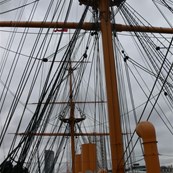 A maze of rigging on Warrior