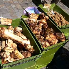 Postman's leg and other body parts. Lucky dog!