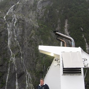 Mick O sheltering from the persistant rain