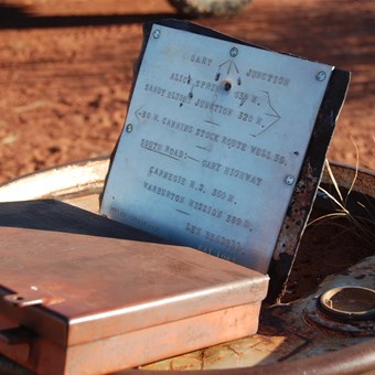 The plaque and visitors Book at the Gary Hwy/Gary Junction Intersection