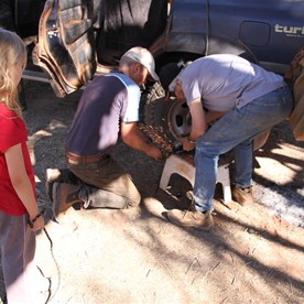 Emergency repairs at Jupiter Well - Grinding a flat surface on the nut to drill