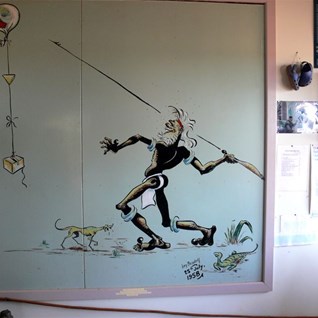 Len Beadell cartoon in the museum