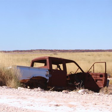 The ute, slowly sudsiding into the earth - A photo every year since abandoned in 2006!