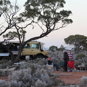 The mornings camp in the blue bush country
